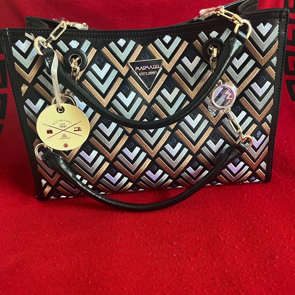 Matmazel new collection Black and Gold Patterned Women Bag